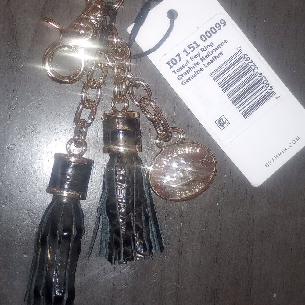 BRAHMIN TASSEL KEY RING GRAPHITE MELBOURNE